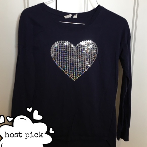 GAP Other - Girls size xl 12 GAP sequins heart top navy blue